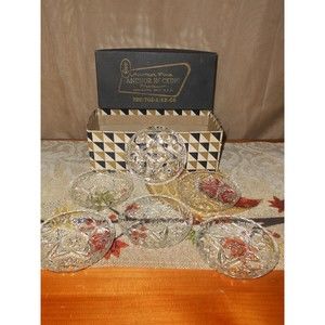 New Vintage 1960’s Prescut Clear ANCHOR HOCKING Coaster Set of 6 STAR OF DAVID